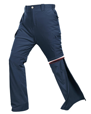 Men's UPF 40+ Convertible Zip Off Hiking Pants with 6 Pockets
